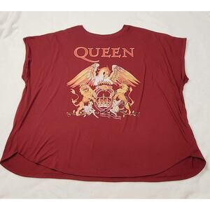 Queen Official Merch maroon red roll sleeve band tee shirt size 3X Retro Rocker